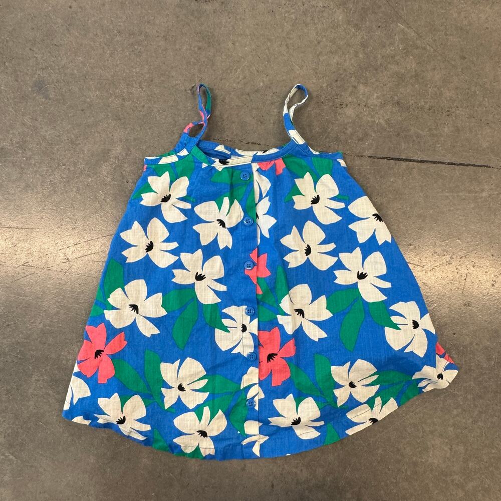 Vintage Y2K Hanna Andersson Hibiscus Petals Woven Floral Summer Dress Youth 2T